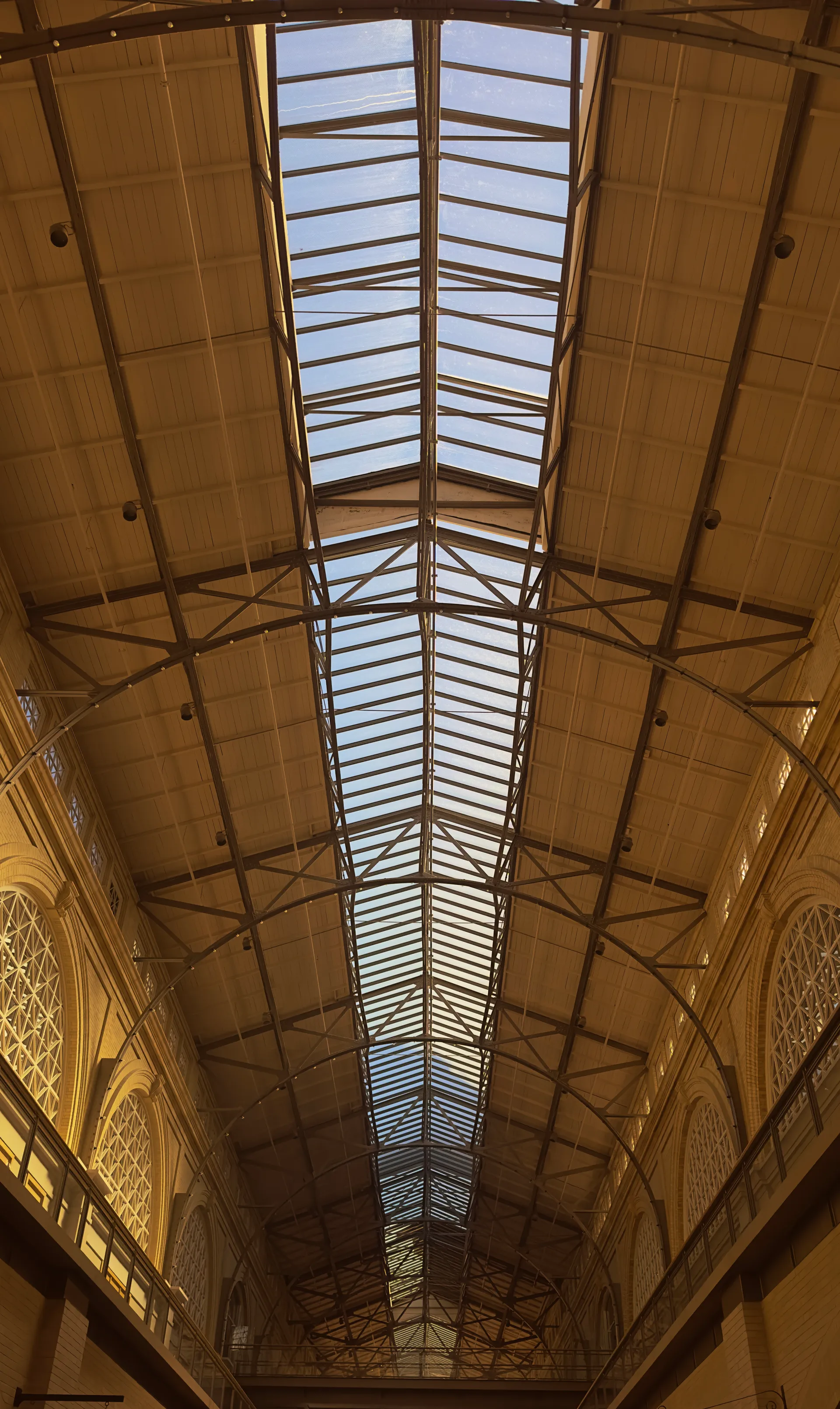 A view of the roof of the Ferry Building along the Embarcadero in San Francisco