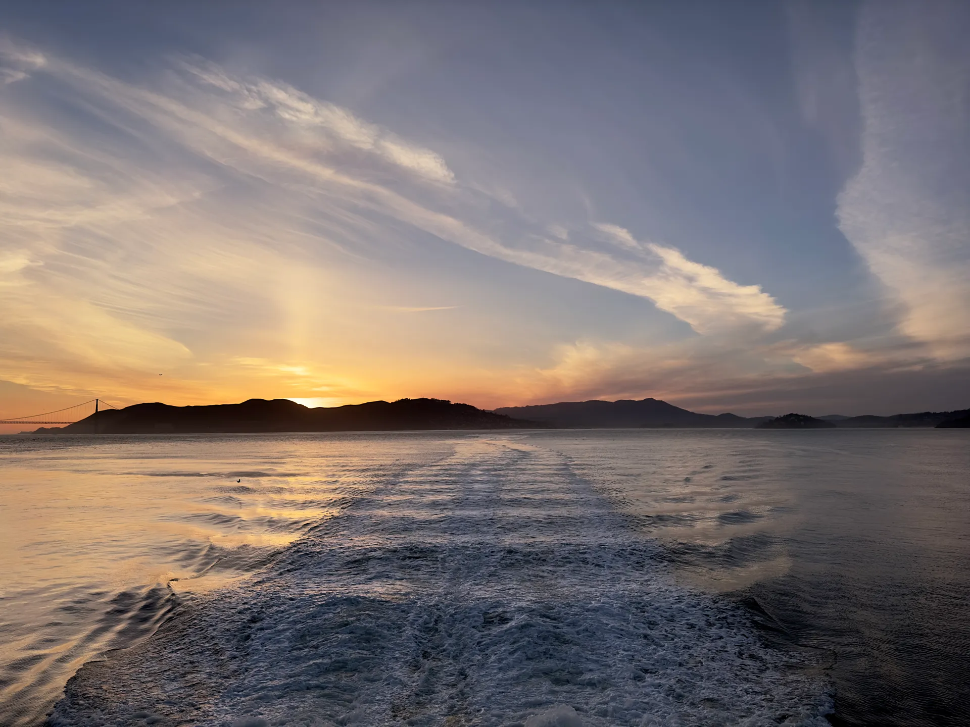 The wake of the Sausalito-San Francisco ferry