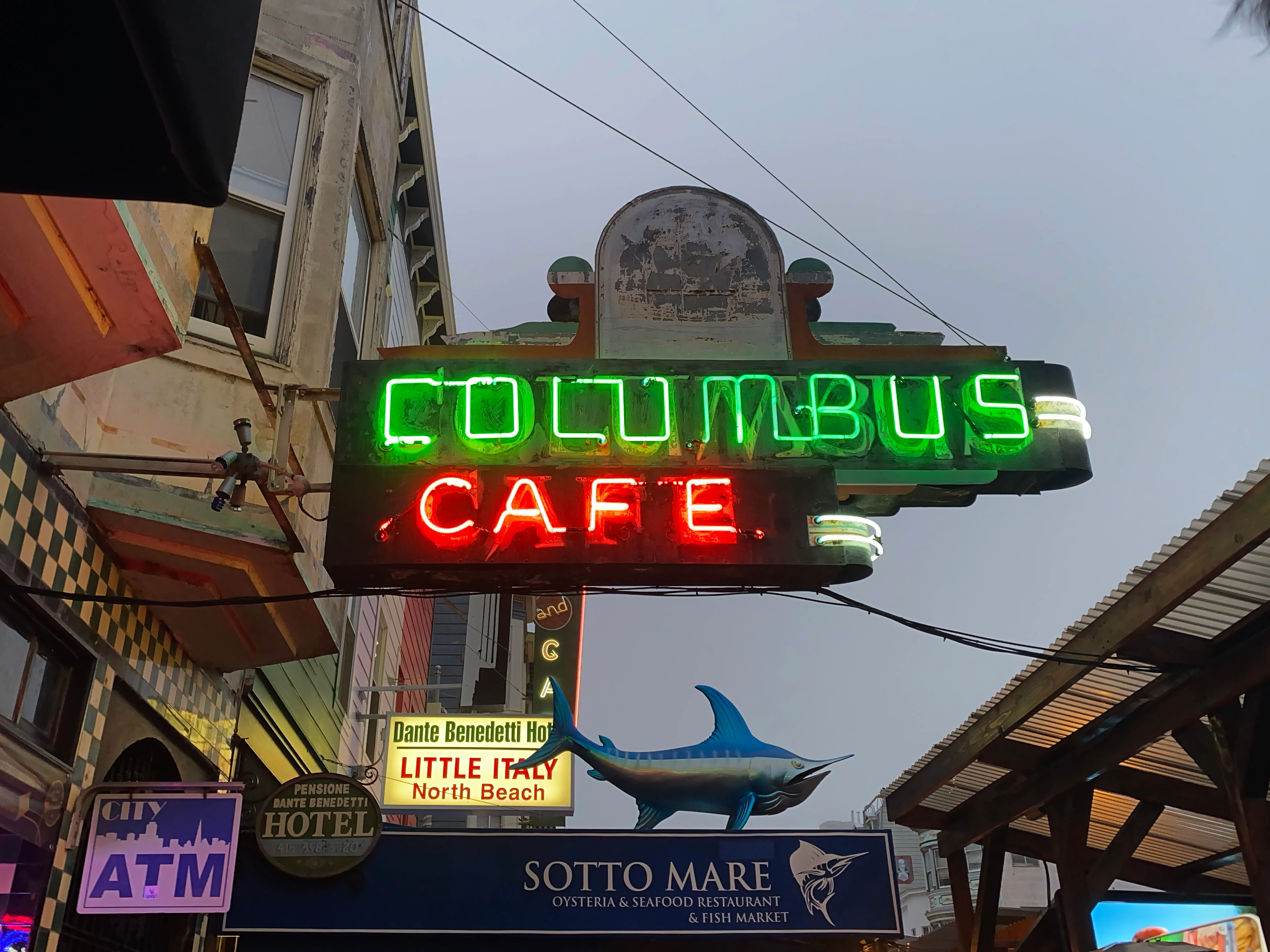 The sign for Columbus Cafe in North Beach