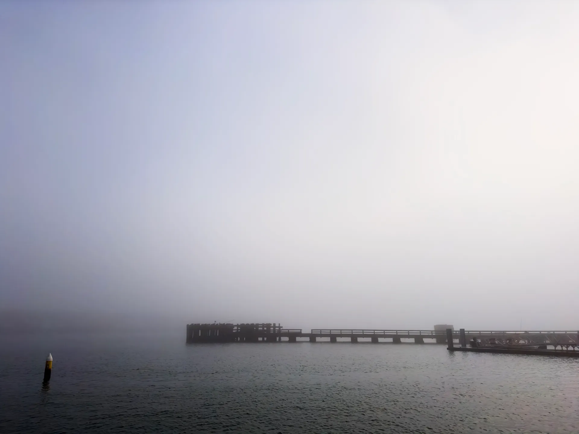 A misty pier in Mission Bay