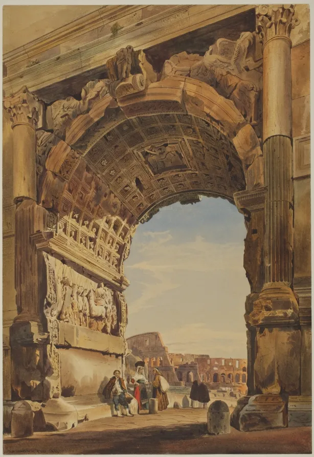 “The Arch of Titus and the Coliseum, Rome”, Thomas Hartley Cromek, 1846