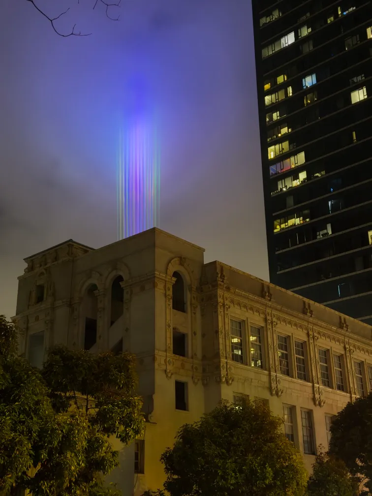 Lights shining from City Hall in San Francisco