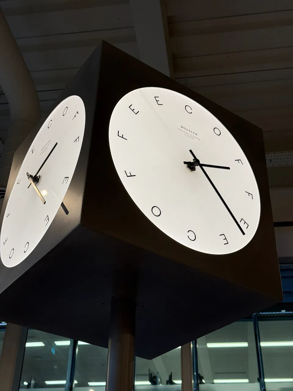 A clock reading "Coffee" instead of numbers