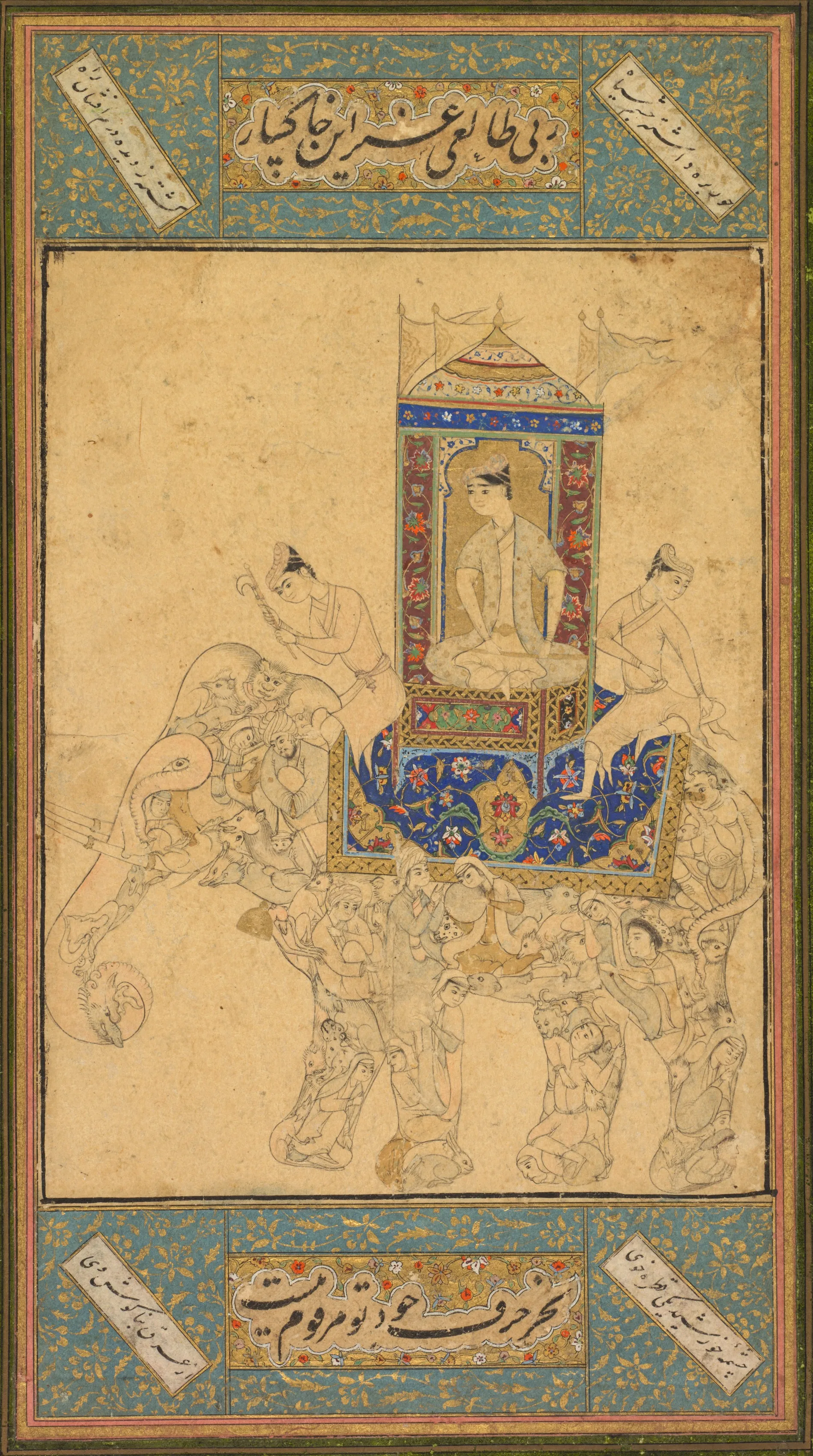 ”A prince riding a composite elephant”, India, Golconda, Deccan, 16th century