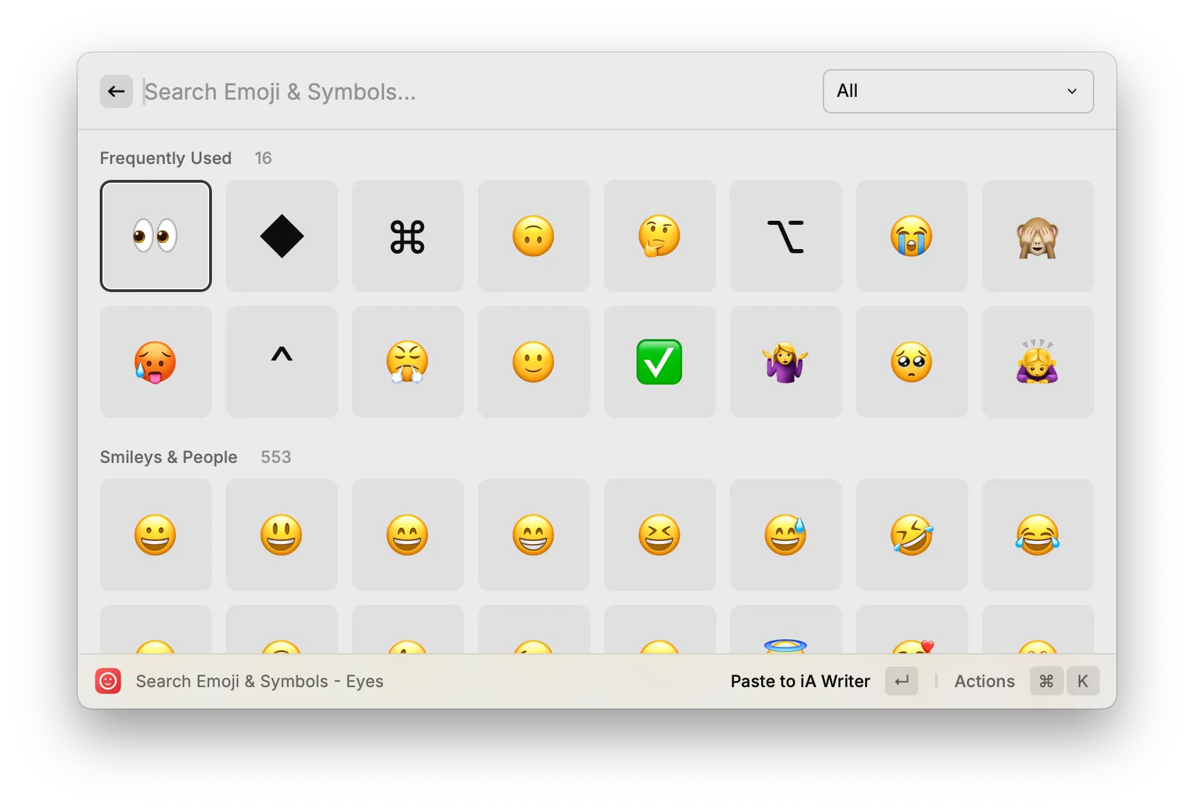 Raycast's emoji picker feature