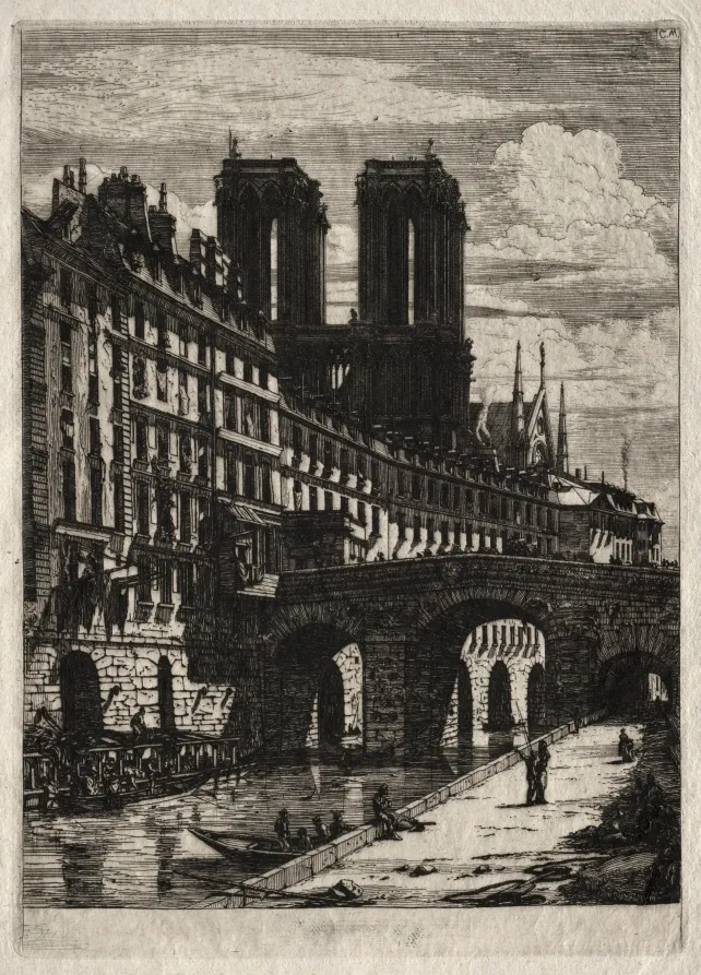 “Etchings of Paris: The Little Bridge”, Charles Meryon, 1850