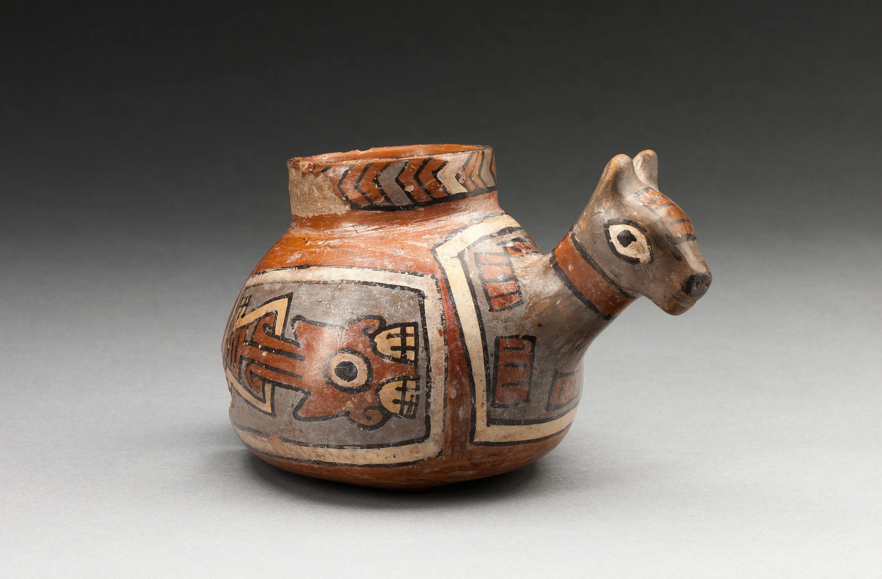 Ornately-decorated bowl in the form of a llama