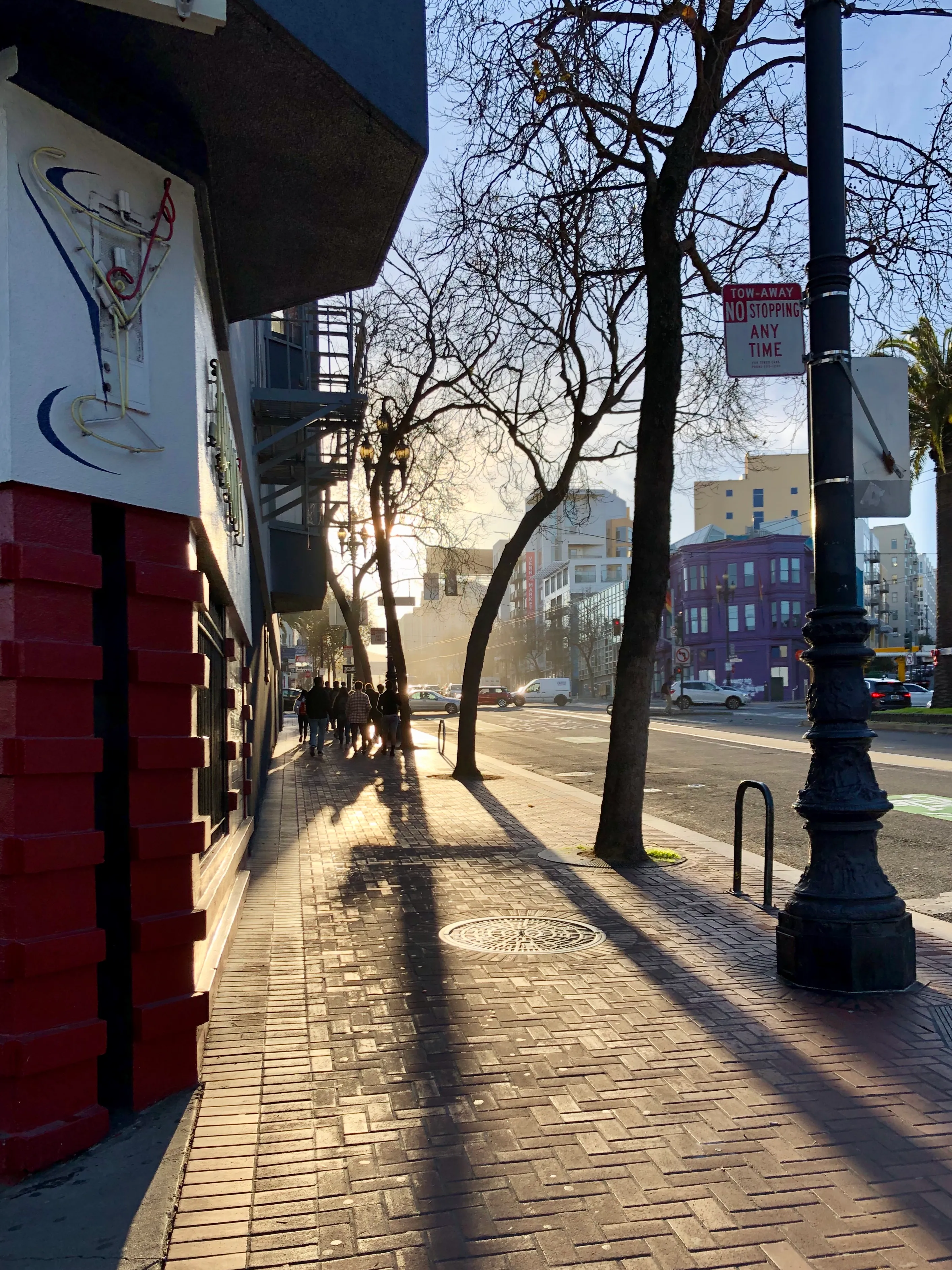 Long shadows along Market St