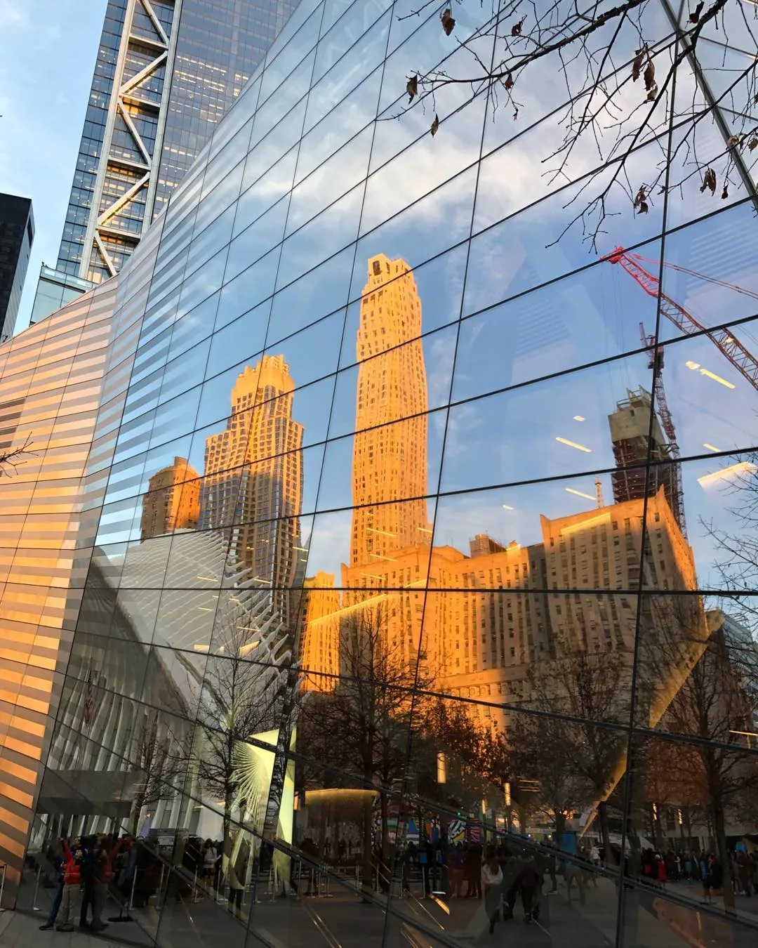 A mirrored view of the skyline in New York City