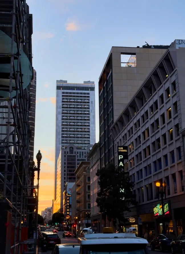 Sunset over Financial District in San Francisco