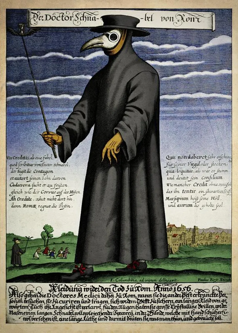 Historical image of a plague doctor