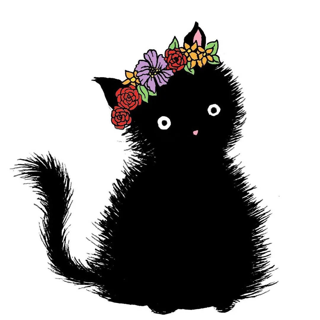 A cat wearing a crown of flowers