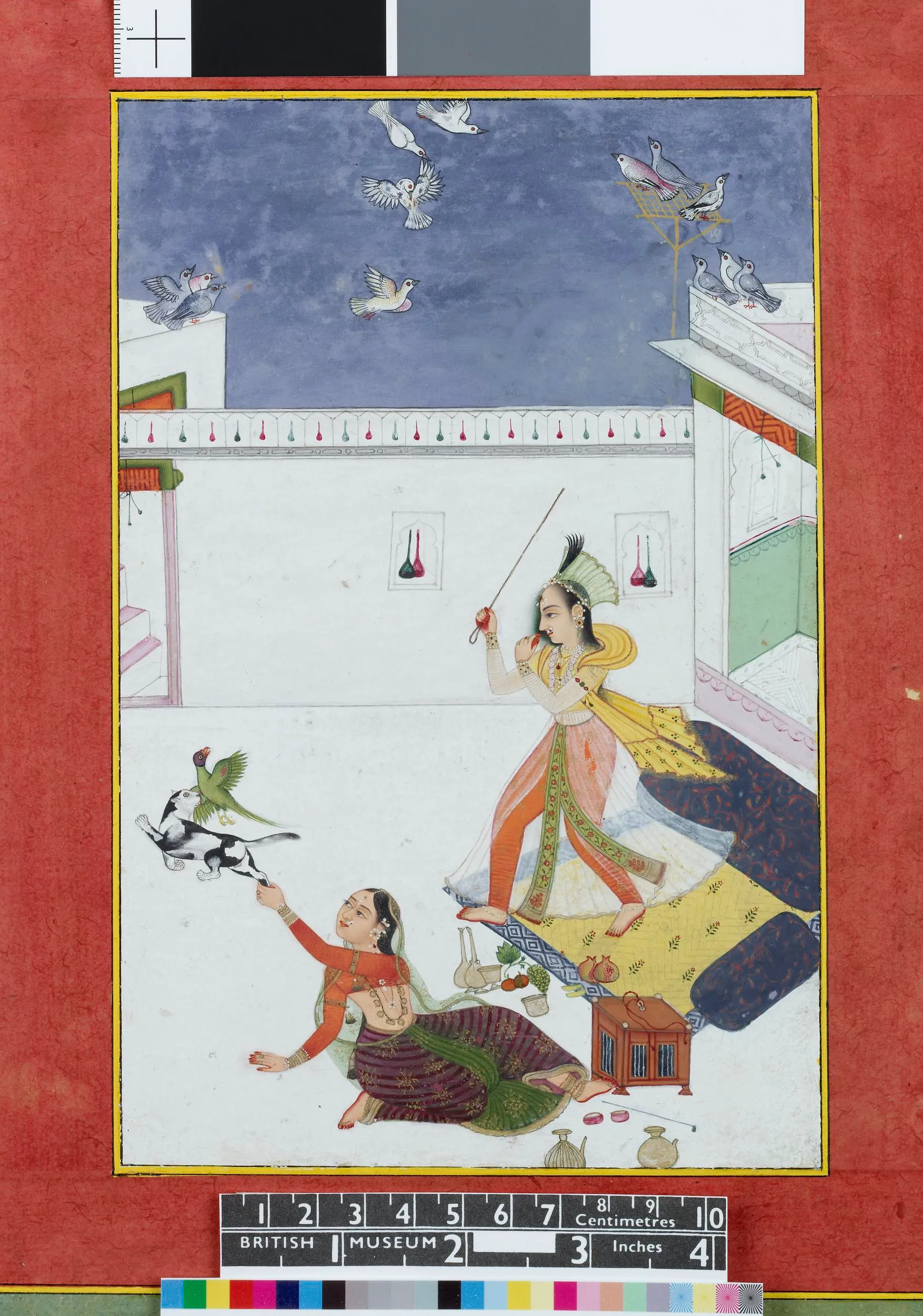 "Two ladies, a cat and a parrot”, 1750-1800