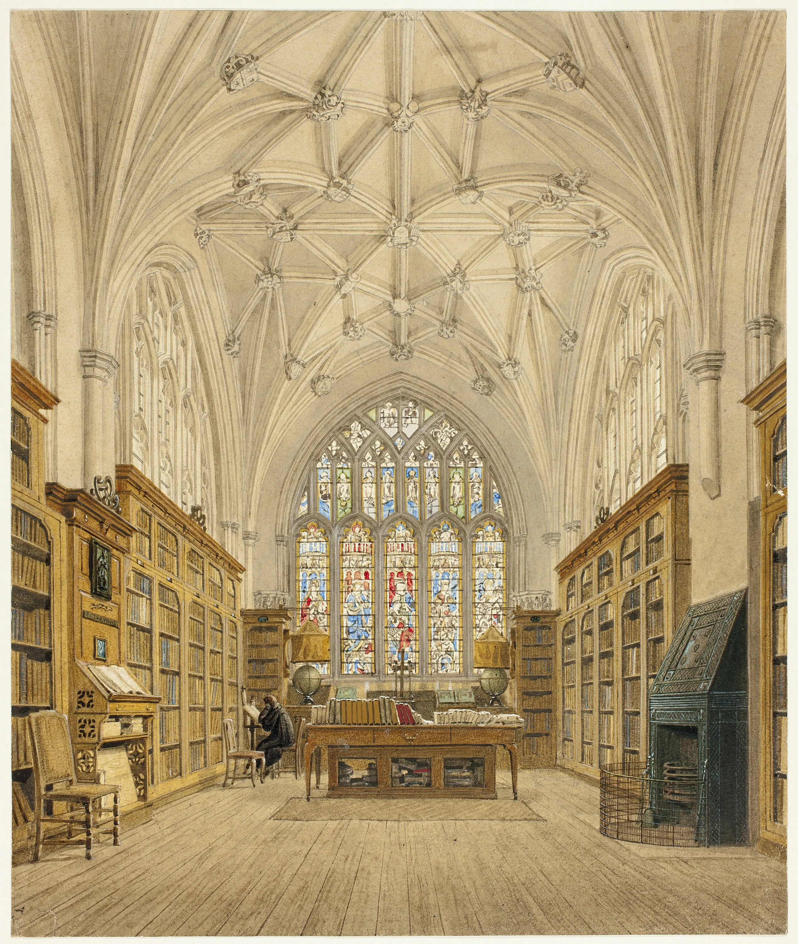 "Library of Winchester College", c. 1816, Frederick MacKenzie